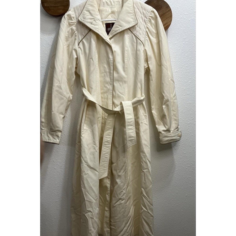 Vintage J. Gallery Women's Ivory Trench‎ Coat Jacket Size  6/7 Belted Button Up